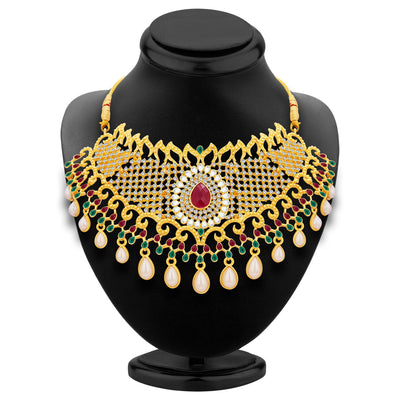 Sukkhi Fancy Gold Plated AD Necklace Set For Women-2