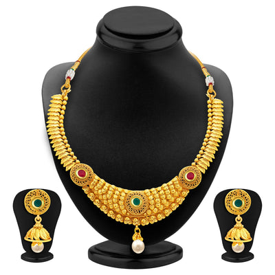 Sukkhi Sleek Gold Plated Necklace Set For Women-1