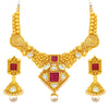 Sukkhi Brilliant Gold Plated American Diamond Necklace Set For Women