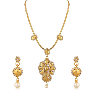 Sukkhi Sublime Gold Plated AD Necklace Set For Women