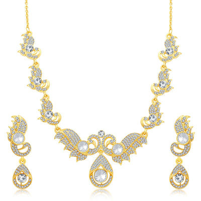 Sukkhi Fabulous Gold Plated AD Necklace Set For Women