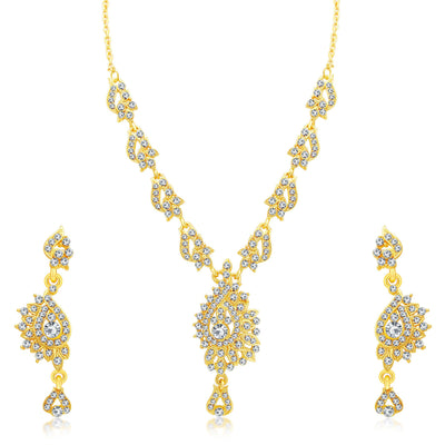 Sukkhi Elegant Gold Plated AD Necklace Set For Women