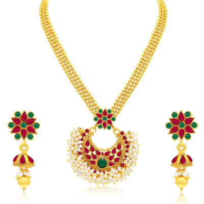 Sukkhi Gleaming Gold Plated Set of 2 Necklace Set Combo For Women-1
