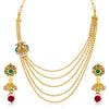 Sukkhi Bewitching Peacock Five String Gold Plated AD Necklace Set For Women