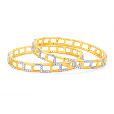 Sukkhi Beaming Gold And Rhodium Plated CZ Bangles For Women-1