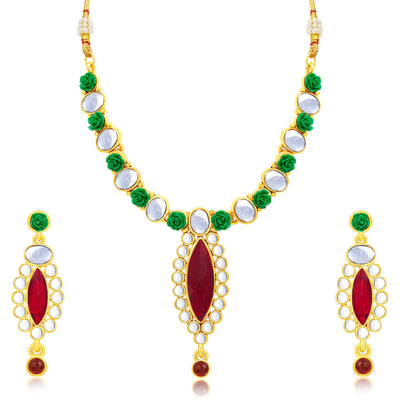 Sukkhi Exotic Flower Gold Plated Necklace Set For Women