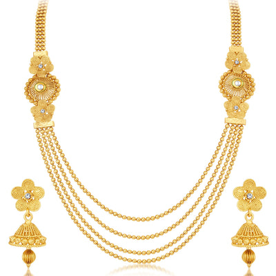 Sukkhi Pretty 4 String Gold Plated Set of 2 Necklace Set Combo For Women-5