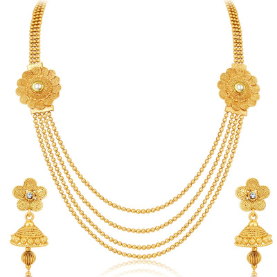 Sukkhi Dazzling Jalebi 4 String Gold Plated Set of 2 Necklace Set Combo For Women-5