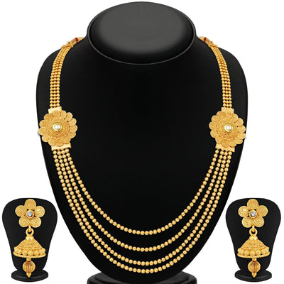 Sukkhi Dazzling Jalebi 4 String Gold Plated Set of 2 Necklace Set Combo For Women-4