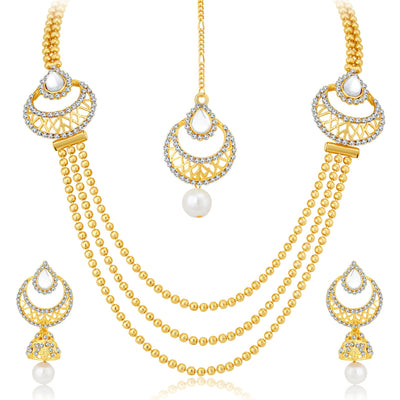 Sukkhi Graceful 3 String Gold Plated Necklace Set For Women-3