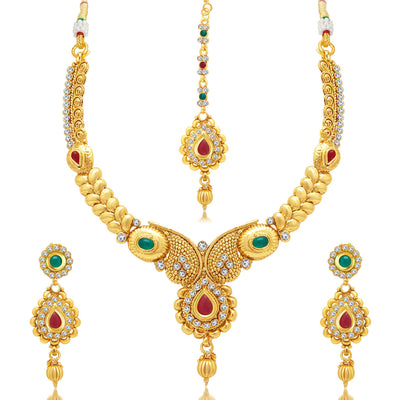 Sukkhi Gorgeous Gold Plated AD Necklace Set For Women