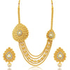 Sukkhi Exquitely Jalebi 5 String Gold Plated AD Necklace Set For Women