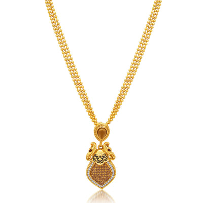 Sukkhi Marquise Peacock Gold Plated AD Necklace Set For Women-1