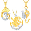 Pissara Fine Ganesha Gold Plated Set of 3 God Pendant with Chain Combo