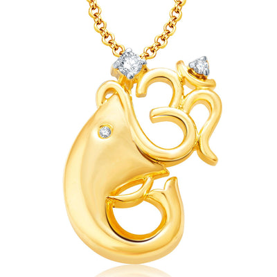 Pissara Pretty Ganesha Gold Plated Set of 4 God Pendant with Chain Combo-2