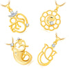 Pissara Pretty Ganesha Gold Plated Set of 4 God Pendant with Chain Combo