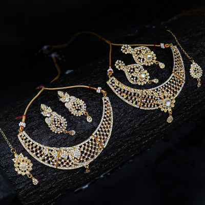 Sukkhi Amazing Gold Plated AD Set of 2 Necklace Set Combo For Women