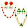 Sukkhi Designer Gold Plated AD Set of 2 Necklace Set Combo For Women