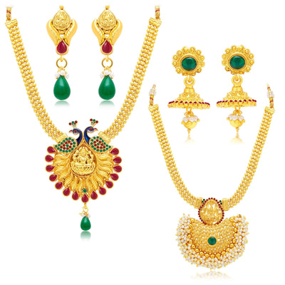 Sukkhi Eye-Catchy Gold Plated Set of 2 Necklace Set Combo For Women