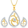 Pissara Classy Gold and Rhodium Plated CZ Pendant Set for Women
