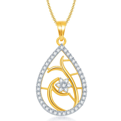 Pissara Classy Gold and Rhodium Plated CZ Pendant Set for Women-1