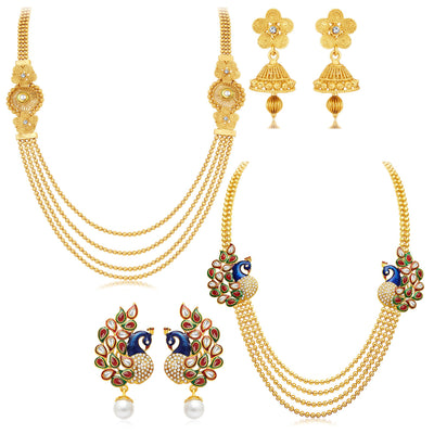 Sukkhi Pretty 4 String Gold Plated Set of 2 Necklace Set Combo For Women-1