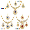 Sukkhi Glittery Gold Plated AD Set of 3 Necklace Set with Set of 15 Changeable Stone Combo For Women-1