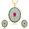 Pissara Alluring Gold And Rhodium Plated Ruby CZ Pendant Set For Women
