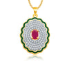 Pissara Alluring Gold And Rhodium Plated Ruby CZ Pendant Set For Women-1