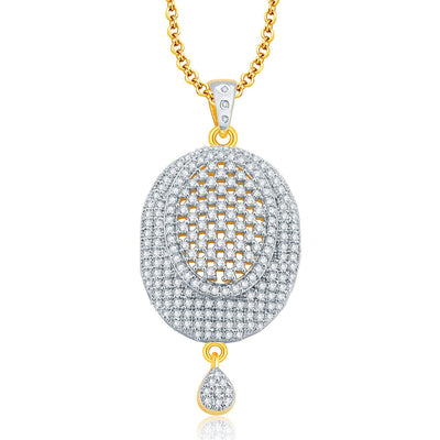 Pissara Trendy Gold And Rhodium Plated CZ Pendant Set For Women-1