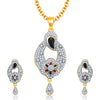 Pissara Alluring Gold And Rhodium Plated CZ Pendant Set For Women