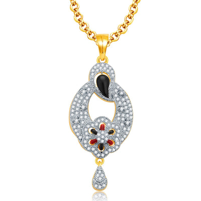 Pissara Alluring Gold And Rhodium Plated CZ Pendant Set For Women-1