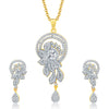 Pissara Dapper Gold And Rhodium Plated CZ Pendant Set For Women