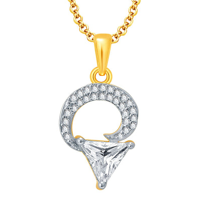 Pissara Glorious Gold And Rhodium Plated CZ Pendant Set For Women-1