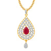 Pissara Magnificient Gold And Rhodium Plated Ruby CZ Pendant Set For Women-1