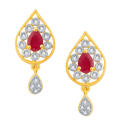 Pissara Magnificient Gold And Rhodium Plated Ruby CZ Pendant Set For Women-2