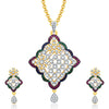 Pissara Sophisticated Gold And Rhodium Plated CZ Pendant Set For Women