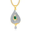 Pissara Dainty Gold And Rhodium Plated Emerald CZ Pendant Set For Women-1