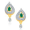Pissara Dainty Gold And Rhodium Plated Emerald CZ Pendant Set For Women-2