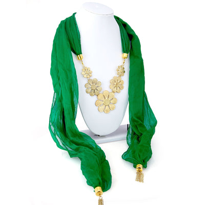 Sukkhi Gorgeous Chiffon Detachable Scarf Necklace With Chain For Women