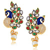 Sukkhi Charming Peacock Gold Plated Australian Diamond Earrings