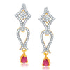 Pissara Alluring Gold And Rhodium Plated Ruby CZ Earrings For Women