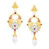 Pissara Chandelier Gold And Rhodium Plated Ruby CZ Earrings For Women