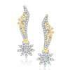 Pissara Whimsical Gold And Rhodium Plated CZ Earrings For Women
