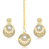 Sukkhi Gorgeous Gold Plated AD Earring With Mangtikka Set For Women