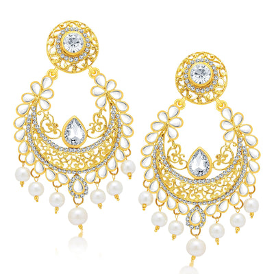 Sukkhi Charming Gold Plated AD Earring With Mangtikka Set For Women-1