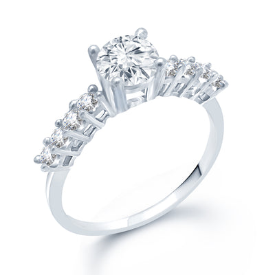 Sukkhi Cluster Rhodium Plated Cubic Zirconia Stone Studded Solitaire Double Ring