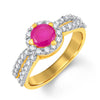 Sukkhi Luxurious Gold and Rhodium Plated CZ and Ruby Studded Ring