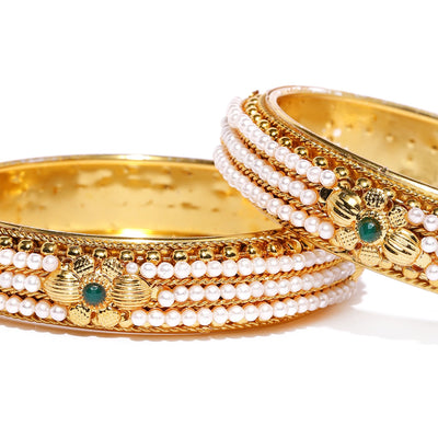 Sukkhi Alluring Gold Plated Pearl Bangle Set for Women (Set of 2)