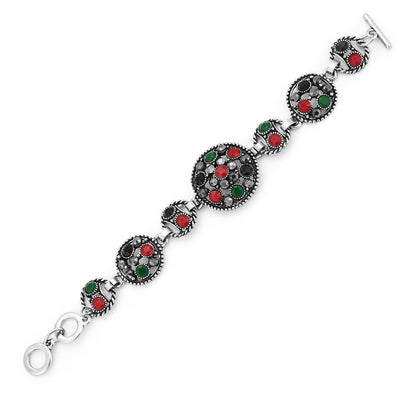 Sukkhi Traditional Oxidised Silver Bracelet With Multi Colored Stones For Women